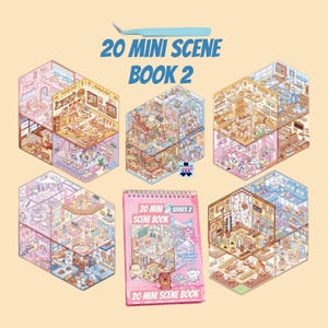 20 Mini-Designed 3D Isometric Kawaii Landscaping Scene Sticker Book 2. Reusable Waterproof PET Material.