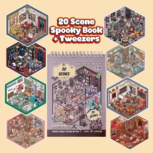 20 Mini-Designed 3D Creepy Isometric Kawaii Landscaping Scene Sticker Book. Reusable Waterproof PET Materials.