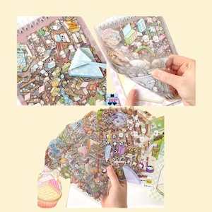May include: A set of colorful stickers featuring a variety of cute cartoon characters and objects. The stickers are arranged in a grid pattern on a white background. The stickers are perfect for adding a touch of whimsy to your planner, journal, or scrapbook.