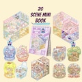 20 Mini-Designed 3D Isometric Kawaii Landscaping Scene Sticker Book. Reusable Waterproof PET Materials.