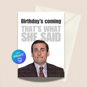 Cartão de Aniversário Engraçado do The Office | Cartão de Saudações | Michael Scott | The Office | Modelo Canva Editável e Impressão em Casa | Download Digital