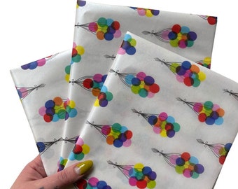 RAINBOW BALLOON tissue paper sheets gift present wrapping craft supply retail store packaging twin neutral baby shower birthday party theme