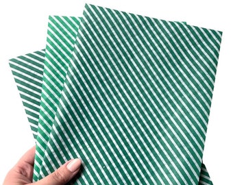 GREEN STRIPES tissue paper sheets gift present wrapping craft supply retail store packaging birthday party decor st patricks day colors
