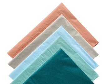 TISSUE PAPER SHEETS teal baby blue rosé eucalyptus taupe retail gift wrapping craft supply packaging art idea project decoupage pompom theme