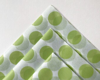 SAGE GREEN DOT 17  In Stock Tissue Sheets gift present wrap craft supply retail store packaging white sage Polka Dot modern Boho neutral