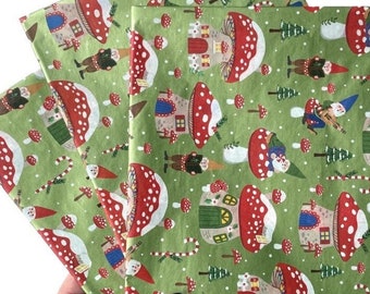 GNOMES  107 In Stock Tissue Sheets gift present wrapping craft supply retail store  Christmas green red woodland mushrooms party fun