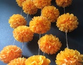 MARIGOLD flower pompom garland gold yellow orange dia de los muertos rustic fall theme wedding engagement birthday baby shower decoration