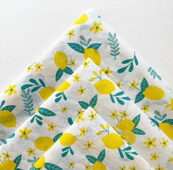 LEMONS tissue paper sheets / gift present wrapping craft supply retail store packaging diy lemon yellow summer lemonade Beyoncé fruit theme Il_570xn