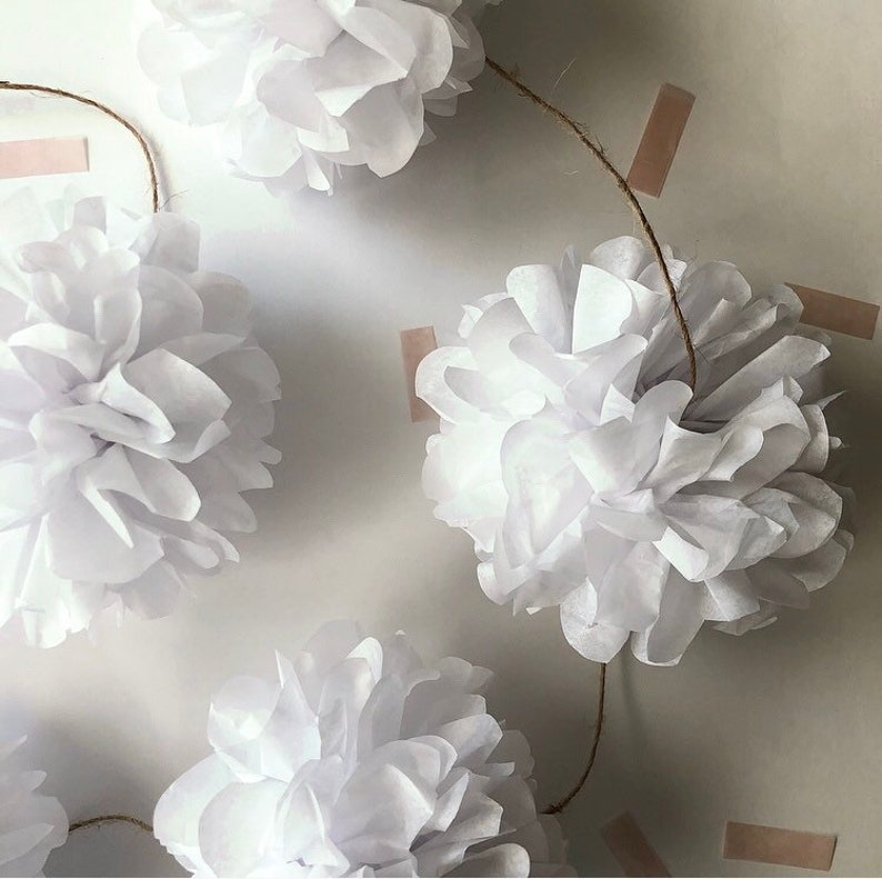 OPTIC WHITE tissue paper pompom garland decorations Etsy