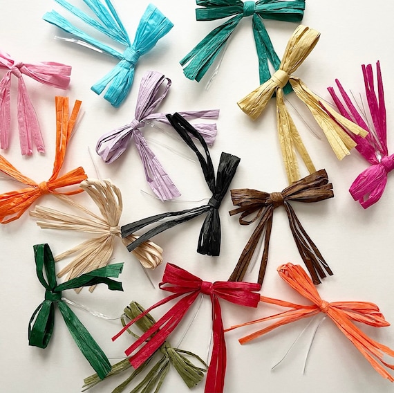 Raffia Bows pre-tied gift wrapping ribbons natural paper present