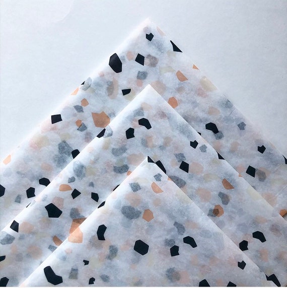 TERRAZZO tissue paper sheets / gift present wrapping craft supply retail store packaging pattern mosaic confetti minimal nude black simple Il_570xn