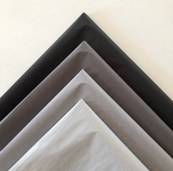 TISSUE PAPER SHEETS black gray grey charcoal dove retail and gift wrapping craft supply packaging diy art project decoupage pompom colors Il_570xn