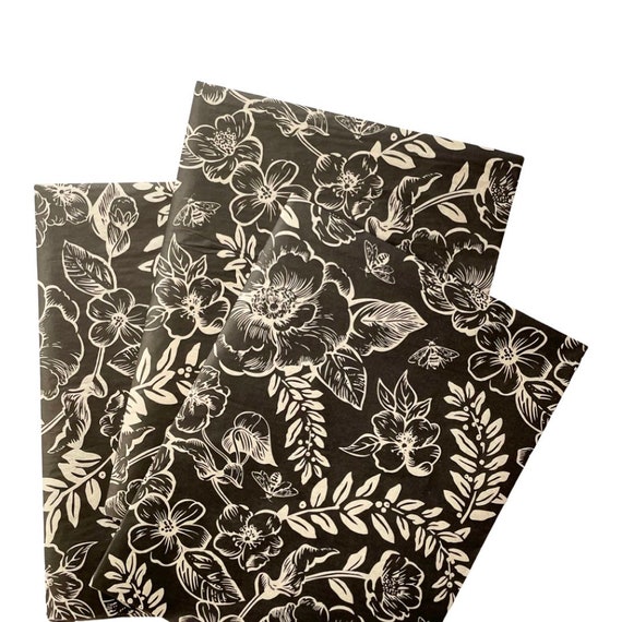 Black Floral Craft Tissue Paper