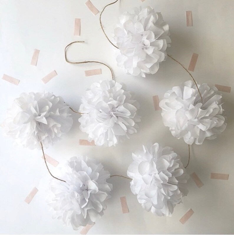 OPTIC WHITE tissue paper pompom garland decorations Etsy