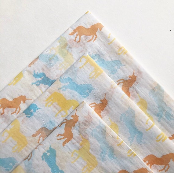 PASTEL UNICORNS tissue paper sheets / gift present wrapping craft supply retail store packaging pastel girly theme birthday party magic boho Il_570xn