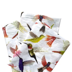 HUMMINGBIRDS tissue paper sheets gift present wrapping craft supply retail store packaging diy nature bird watcher spring summer pattern