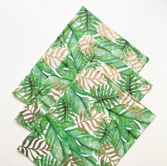 FANCY PLANTS Tissue Paper Sheets Gift Present Wrapping Craft Supply Retail  Store Packaging Plants Plant Mama Daddy Green Jungle Green Gold 
