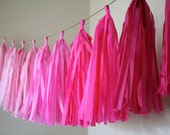 PINK OMBRE tissue paper tassel garland dessert wedding decorations princess theme baby girl first birthday party table runner high chair