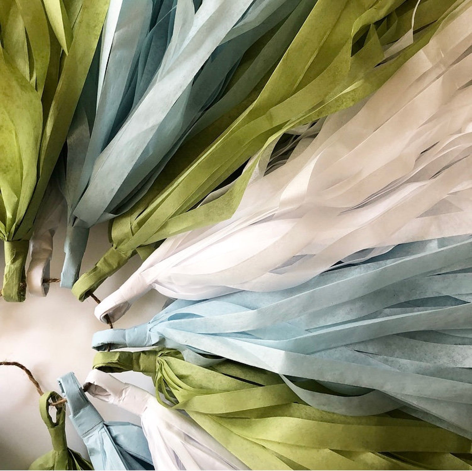 BABY BLUE and SAGE tissue paper tassel garland pastel blue Etsy