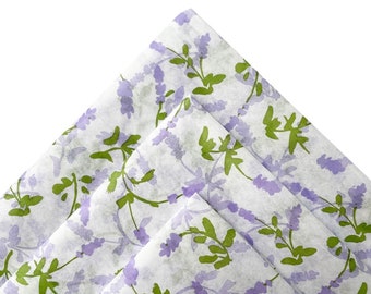 LAVENDER SPRIG tissue paper sheets gift present wrapping craft supply retail store packaging Flowers floral plants purple pastels botanical