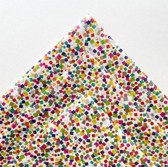 CRAZY CONFETTI tissue paper sheets / gift present wrapping craft supply retail store packaging green blue red yellow primary gold silver Il_570xn