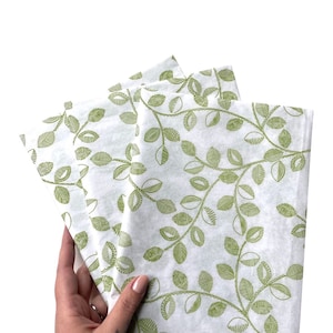 SCANDI VINES tissue paper sheets / gift present wrapping craft supply retail store packaging diy modern marimekko style leaves green white