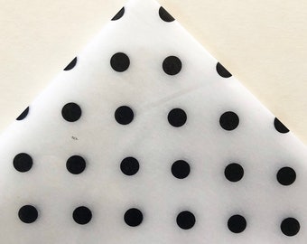 Small Black and white polkadot tissue paper sheets gift present wrapping craft supply retail store packaging art dots specialty decorations