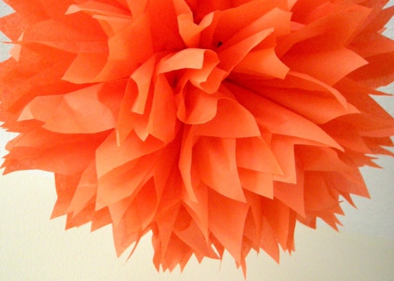 Poppy tissue paper pompom bright orange mexican fiesta wedding decorations birthday graduation fox theme decoration halloween dia muertos Il_570xn