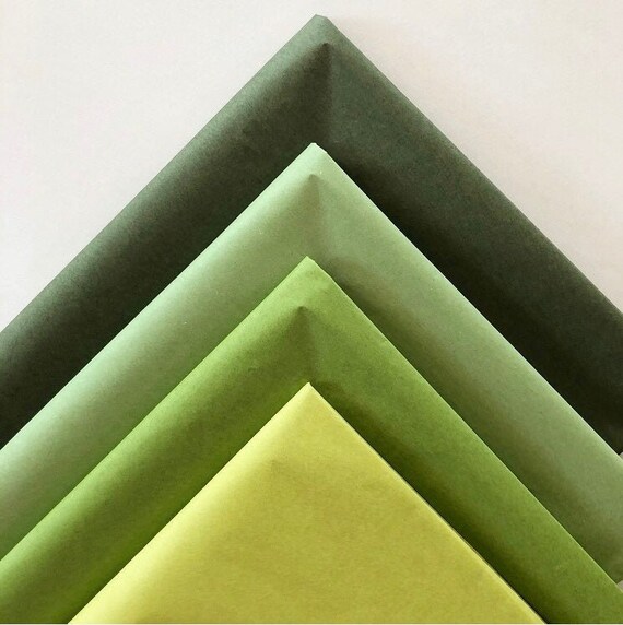 TISSUE PAPER SHEETS sage olive chartreuse moss green retail and gift wrapping craft supply packaging diy art project decoupage pompom colors Il_570xn