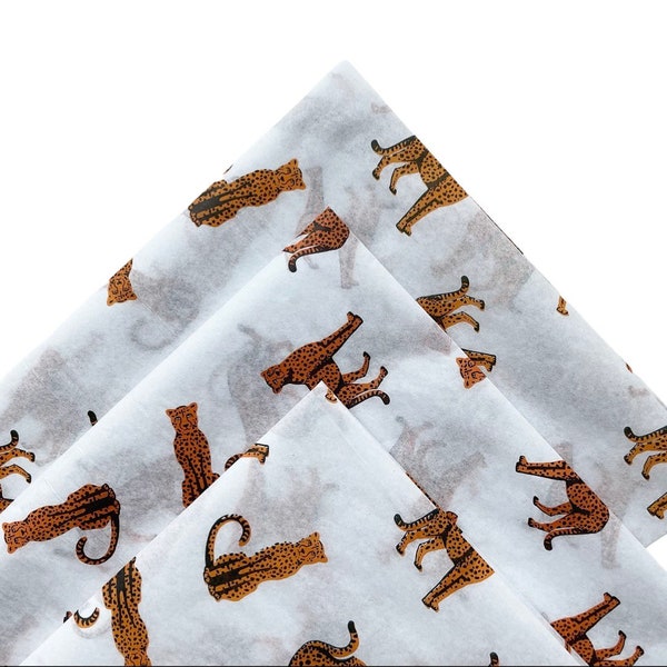 CHILL CHEETAHS tissue paper sheets /gift present wrapping craft supply retail store packaging cheetah cat wild fun safari vibe boho theme