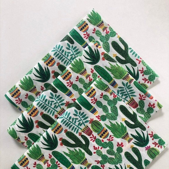 CACTUS and FRIENDS tissue paper sheets /gift present wrapping craft supply retail store packaging diy indoor plants plant lady dude green Il_570xn