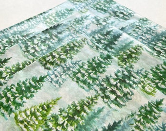 BEAUTIFUL TREES 192  In Stock Tissue Sheets gift wrap craft supply retail store packaging holiday green festive Christmas winter forest snow