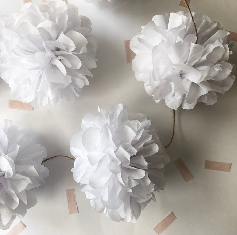 OPTIC WHITE tissue paper pompom garland decorations Etsy