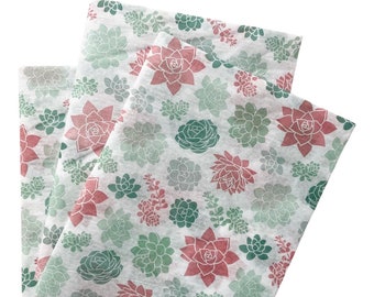 SUCCULENTS tissue paper sheets gift present wrapping craft supply retail store packaging diy Flowers floral plants houseplant lover gardener