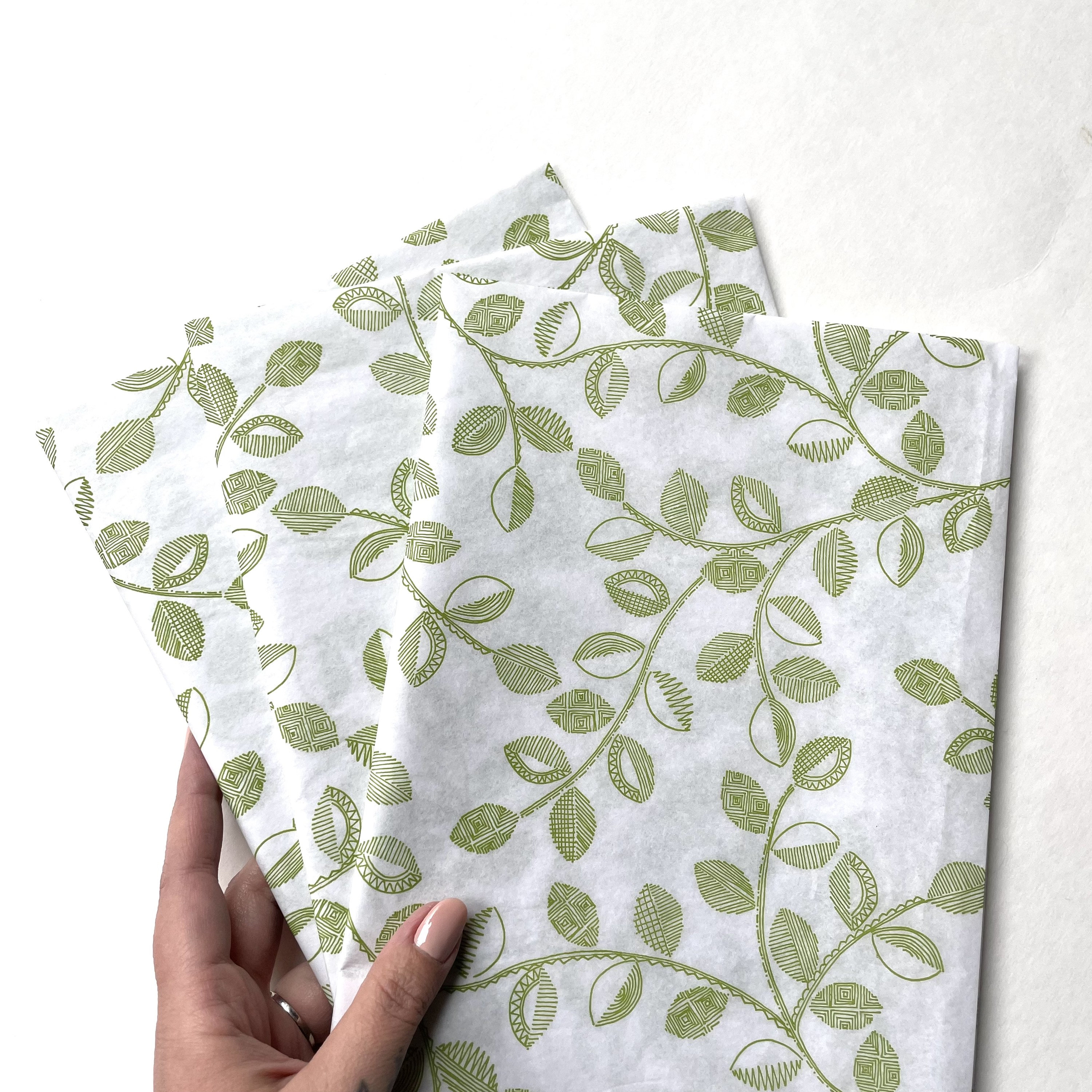 FANCY PLANTS Tissue Paper Sheets Gift Present Wrapping Craft Supply Retail  Store Packaging Plants Plant Mama Daddy Green Jungle Green Gold 
