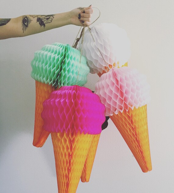 Ice Cream Cone Decorations First Birthday Party Pastel Dessert