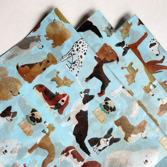 MUST LOVE DOGS tissue paper sheets gift present wrapping craft supply retail store packaging dogs dog mom dad lover funny pug corgi Il_570xn