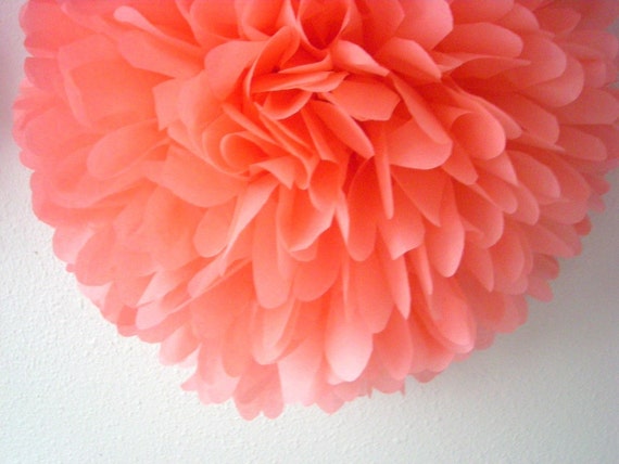 Coral Tissue Paper Pompom Salmon Pink Wedding Decorations Baby Etsy