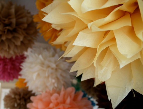 CUSTOM COLORS 5 tissue paper pompoms wedding decorations ceremony arch arbor chair marker first birthday party bridal baby girl boy shower Il_570xn