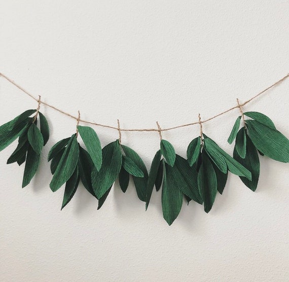GREENERY SPRIG GARLAND vine arbor arch wedding aisle marker decoration paper leaves bohemian minimalist neutral woodland nursery wall art Il_570xn