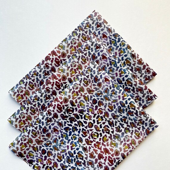 LEOPARD AURA tissue paper sheets /gift present wrapping craft supply retail store packaging cat spots print pattern theme black rainbow Il_570xn