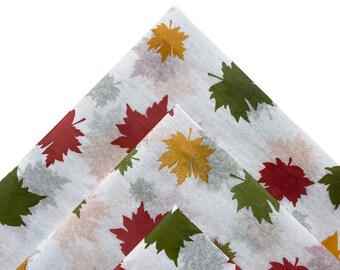 FALL FUN tissue paper sheets gift present wrapping craft supply retail store packaging diy maple leaf leaves fall autumn boho orange yellow