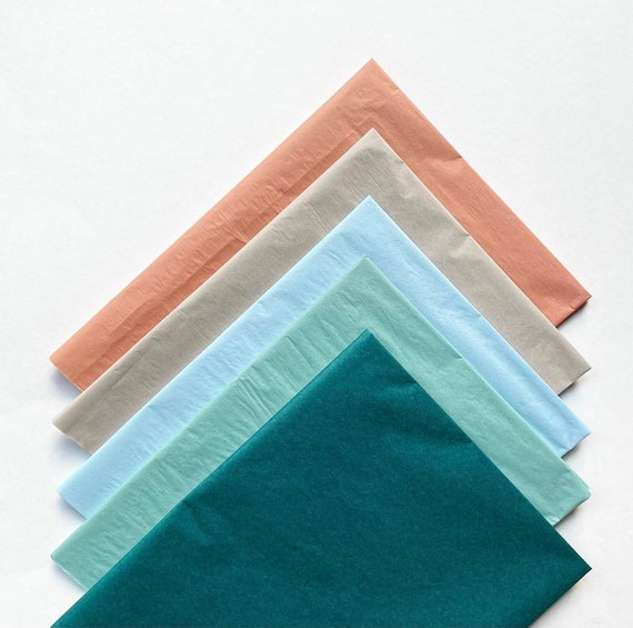 TISSUE PAPER SHEETS teal baby blue rosé eucalyptus taupe retail gift wrapping craft supply packaging art idea project decoupage pompom theme Il_570xn