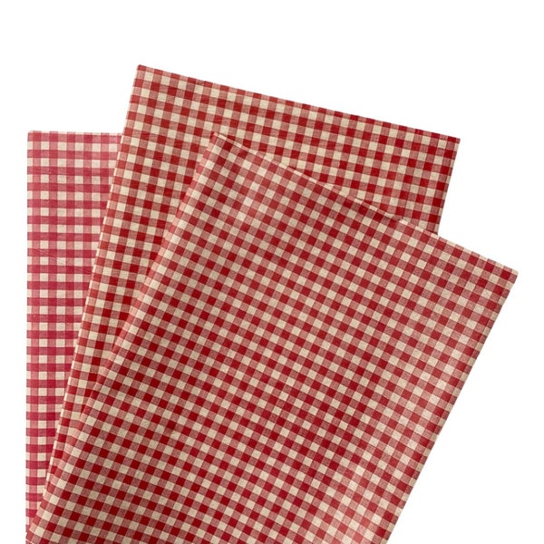 RED GINGHAM tissue paper sheets gift present wrapping craft supply retail store packaging party Christmas holiday Kraft natural neutral