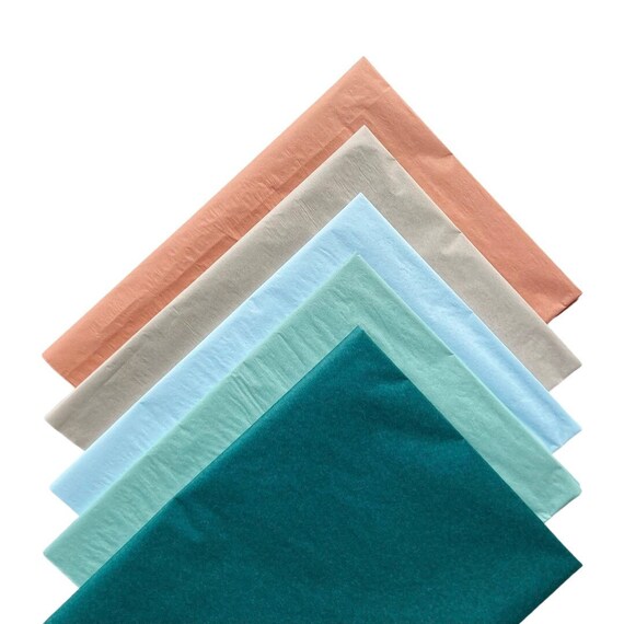 TISSUE PAPER SHEETS teal baby blue rosé eucalyptus taupe retail gift wrapping craft supply packaging art idea project decoupage pompom theme Il_570xn