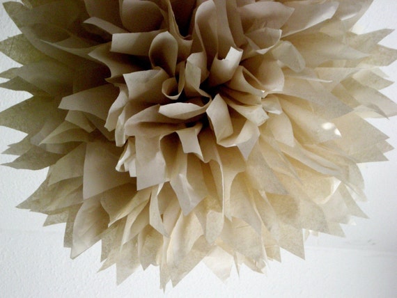 SAND tissue paper pompom rustic theme woodland forest wedding decorations autumn fall winter baby bridal shower neutral taupe tan nursery Il_570xn