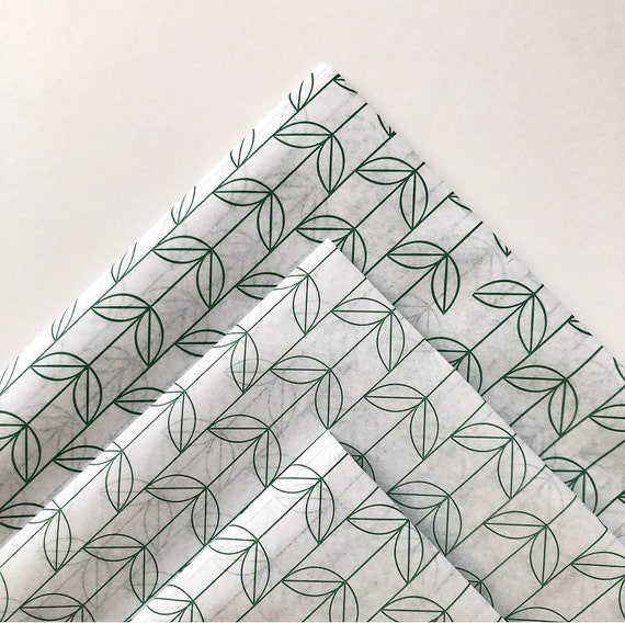 SCANDI VINES tissue paper sheets / gift present wrapping craft supply retail store packaging diy modern marimekko style leaves green white Il_570xn