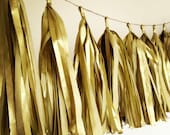 GOLD METALLIC tissue paper tassel fringe garland golden wedding decorations new years eve nye metallic theme cake dessert table runner Eid