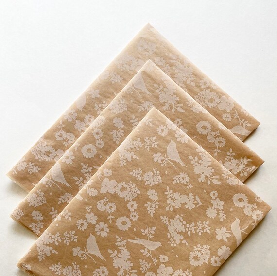 BIRD & BLOSSOM tissue paper sheets / gift present wrapping craft supply retail store packaging diy nature bird watcher spring summer floral Il_570xn