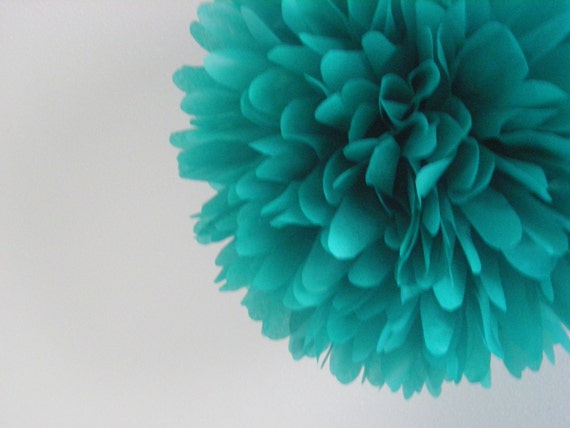 TEAL green tissue paper pompom fiesta wedding decorations luau engagement party bridal baby shower mermaid first birthday aisle marker poms Il_570xn